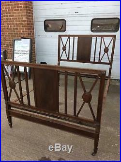 Stunning Antique/vintage Victorian Mahogany Double Bed 4' 6 With Metal Supports