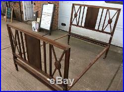 Stunning Antique/vintage Victorian Mahogany Double Bed 4' 6 With Metal Supports