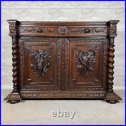 Stunning French Vintage Solid Oak Wood Sideboard Drawers Cupboard Cabinet