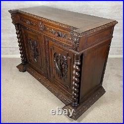 Stunning French Vintage Solid Oak Wood Sideboard Drawers Cupboard Cabinet