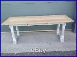 Stunning Vintage Large Oak Top Dining Table / Scrub Top Farmhouse Table