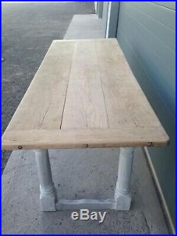 Stunning Vintage Large Oak Top Dining Table / Scrub Top Farmhouse Table