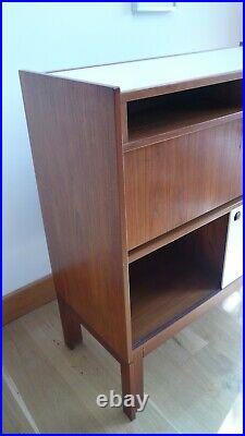 Stunning Vintage Mid-Century Teak Drinks Cabinet/Bar with Red Formica Interior