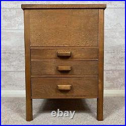 Stunning Vintage Solid Wood Hinged Lid 3 Drawer Sewing Craft Storage Chest