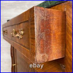 Stunning Vintage Style French Solid Veneer Wood Marble Top Table Drawer Cabinet
