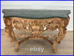 Stunning, stripped french oak console table, antique, vintage, Marble Top