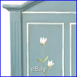 Summer Blue Bed Headboard Double Painted Antique Vintage Style Bedroom Light