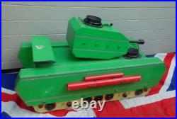 Super Size Battle Of The Bulge Quirky Vintage Green Wooden Toy Tank Action Man