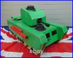 Super Size Battle Of The Bulge Quirky Vintage Green Wooden Toy Tank Action Man