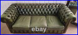 Superb Vintage Antique Chesterfield 3 Seater Leather Sofa