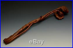 Superb Vintage Chinese Boxwood Huangyang Finely Carved Lingzhi Ruyi Scepter 19