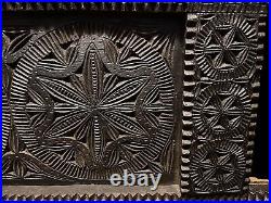 Swat Valley Vintage Black Carved Wooden Dowry Chest
