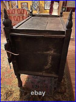 Swat Valley Vintage Black Carved Wooden Dowry Chest