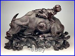 The Best! Outstanding Quality Vintage Chinese Hardwood Carving Boy & Buffalo