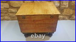 The Pioneer Match Wood Vintage Ad Box + Hardwood Feet. Great Storage +Table