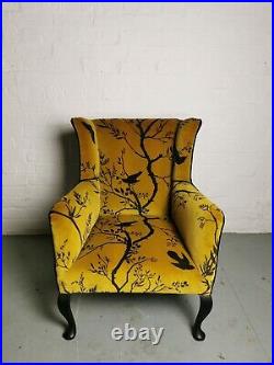 Timorous Beasties Velvet Birdbranch Fabric Traditionally Upholstered Chair