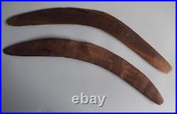 Two Good Vintage Oceanic Australian Aborginal Carved Wooden Tribal Boomerangs