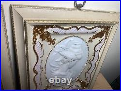 Two Ornate Vintage Victorian Lady Turner West Wind/ East Wind Cameo Style Plaque
