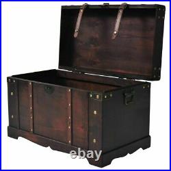 UK Vintage Treasure Wood Storage Chest Trunk Organizer Box Side Stand