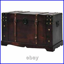UK Vintage Treasure Wood Storage Chest Trunk Organizer Box Side Stand