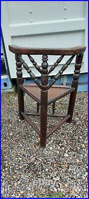 Unusual Vintage bobbin wood chair with triangular seat