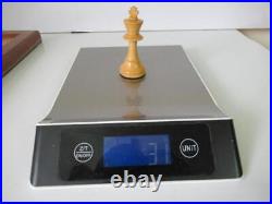 VINTAGE-ANTIQUE JAQUES STYLE CHESS BOARD WEIGHTED STAUNTON CHESS SET K78mm +BOX