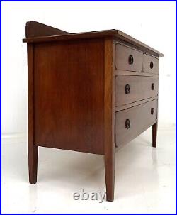 VINTAGE ANTIQUE MAHOGANY/ WALNUT LOW WIDE CHEST OF 4 DRAWERS c1930s