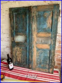 VINTAGE WOODEN SHUTTERS WINDOW ANTIQUE FRENCH 93x68 CM FREE post