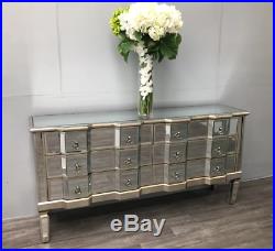 Venetian Mirrored Chest Drawers Antique Silver Sideboard Large Vintage Cabinet
