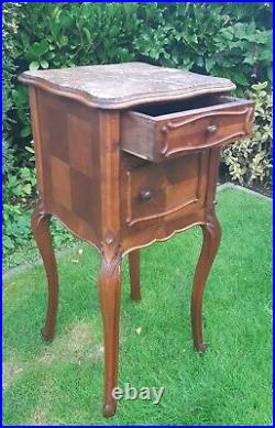 Very Pretty Antique / Vintage French Marble Topped Bedside Cabinet/Pot Cupboard