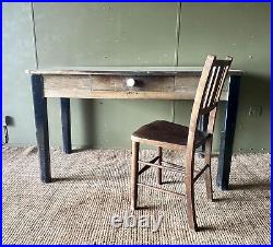 Victorian Solid Pine Vintage Antique Kitchen Dining Prep Table With Formica Top