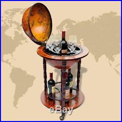 VidaXL Wooden Globe Bar Wine Stand Antique Retro Style Drink Bottle Organiser