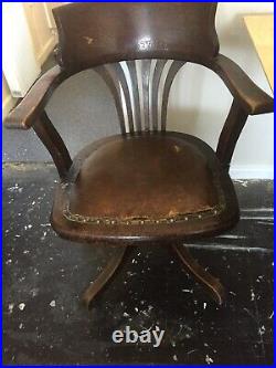 Vintage 1920s Swivel Tilt Office Captains Banker's Chair all original