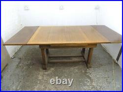 Vintage, 1930's, large, 7'L, oak, draw leaf, extening, dining table, pedestal base, table