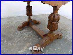 Vintage, 1930's, oak, drawer leaf, extending, dining table, carved, pedestal base, table