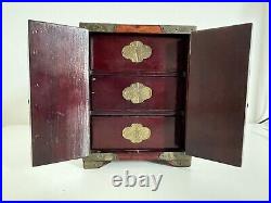 Vintage 1950s Chinese Wood Jewellery Box With Jade Owned by Singer Alma Cogan