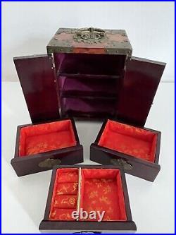 Vintage 1950s Chinese Wood Jewellery Box With Jade Owned by Singer Alma Cogan