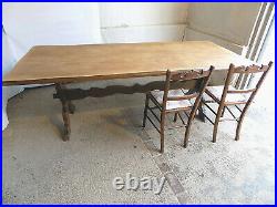 Vintage, 20thC, beech, large, 7', refectory, dining table, table, seat 10, X frame, dine