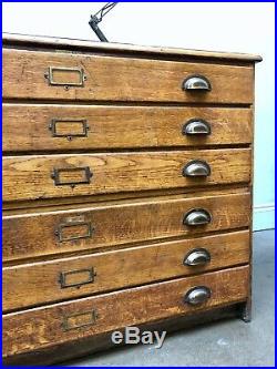 Vintage 50s A1 Oak Architects Plan Chest Drawers Industrial Map DELIVERY