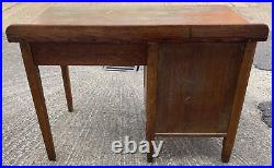 Vintage 5 Drawer Wooden Desk, Brass Handles, 790mm x 1065mm x 595mm