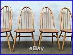 Vintage 60's Ercol 4 x Blonde Windor Dining Chairs. Retro Danish. DELIVERY