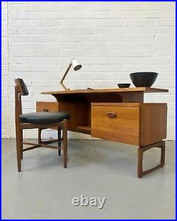 Vintage 60s G Plan Quadrille Teak Floating Top Desk. Danish Retro Mid Century
