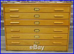 Vintage 6 Drawer light Wood Plan Chest / Architects / Artists Chest of Drawers