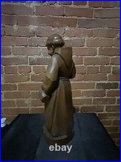 Vintage Antique 18 Wood Hand Carved Beer Drinking Monk German Friar Statue