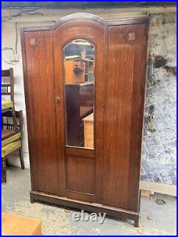 Vintage Antique BCM/HL Large Wooden Wardrobe with Mirror