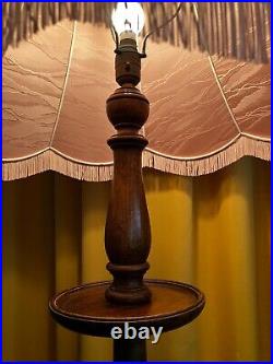 Vintage Antique Barley Twist solid wood Floor Standard Lamp Shade, Bulb