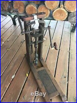 Vintage Antique Beam Timber Framing Barn Auger Drill Press Boring Wood Cast Iron