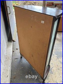 Vintage Antique Brown Wooden Bow Fronted Display Cabinet Lockable Glass Shelves