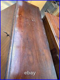 Vintage Antique Brown Wooden Bureau Desk Drop Down Front Drawers Lockable & Key