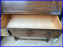 Vintage Antique Brown Wooden Bureau Home Office Desk Drawers Drop Down Front